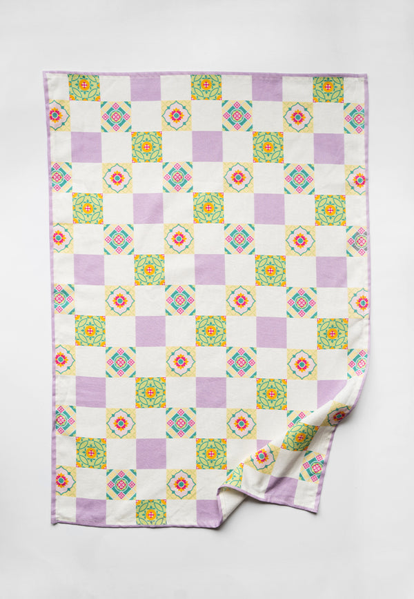 WYLD Tea Towel - Checkered Peranakan Tiles