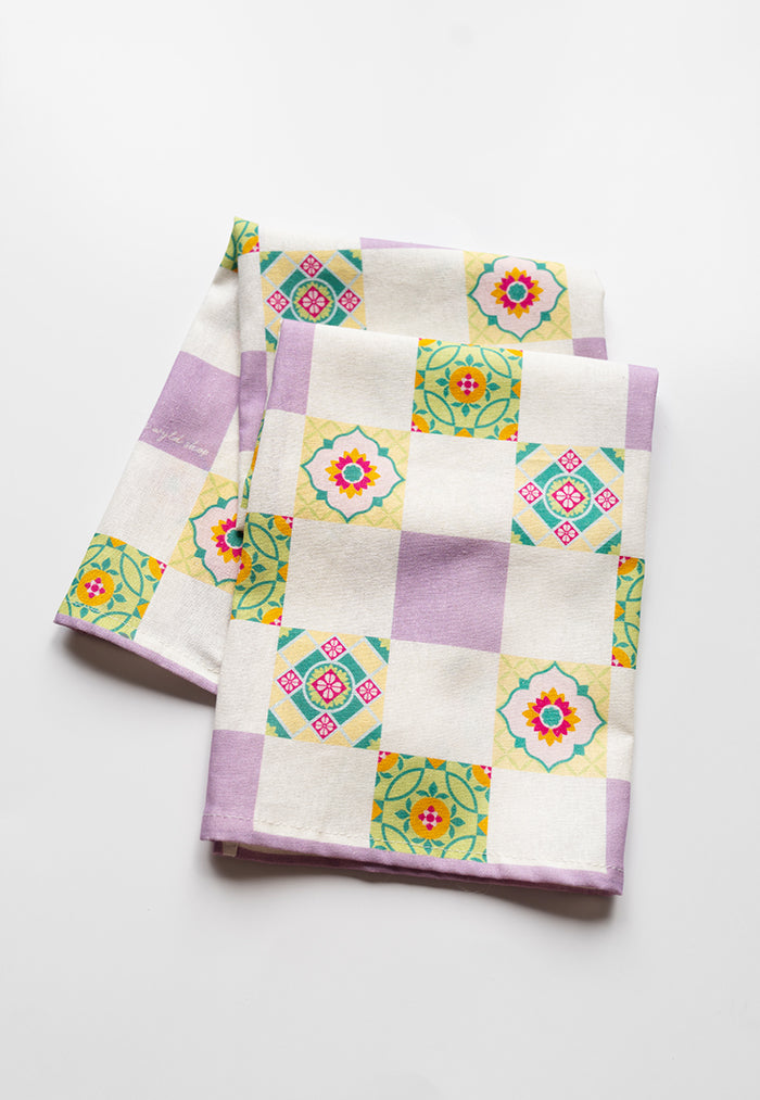 WYLD Tea Towel - Checkered Peranakan Tiles