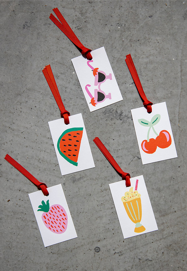 Raspberry Blossom Gift Tags - Dinky