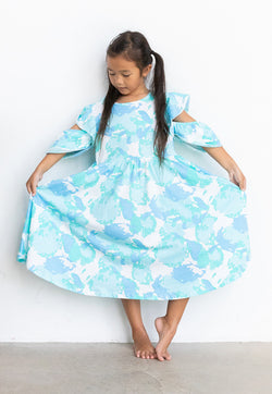 Roses & Rhinos Cloud Blue Peep Dress