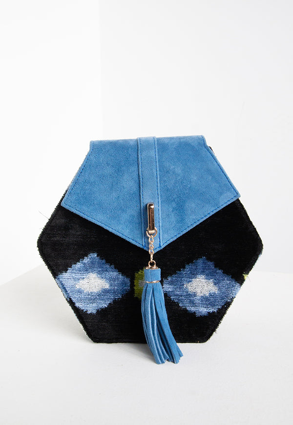 Frankitas Mini Koko Hexagon Velvet Bag - Lapis
