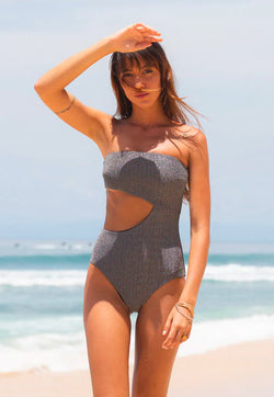 HÁI Strapless Cut-Off One Piece - Heather Silver