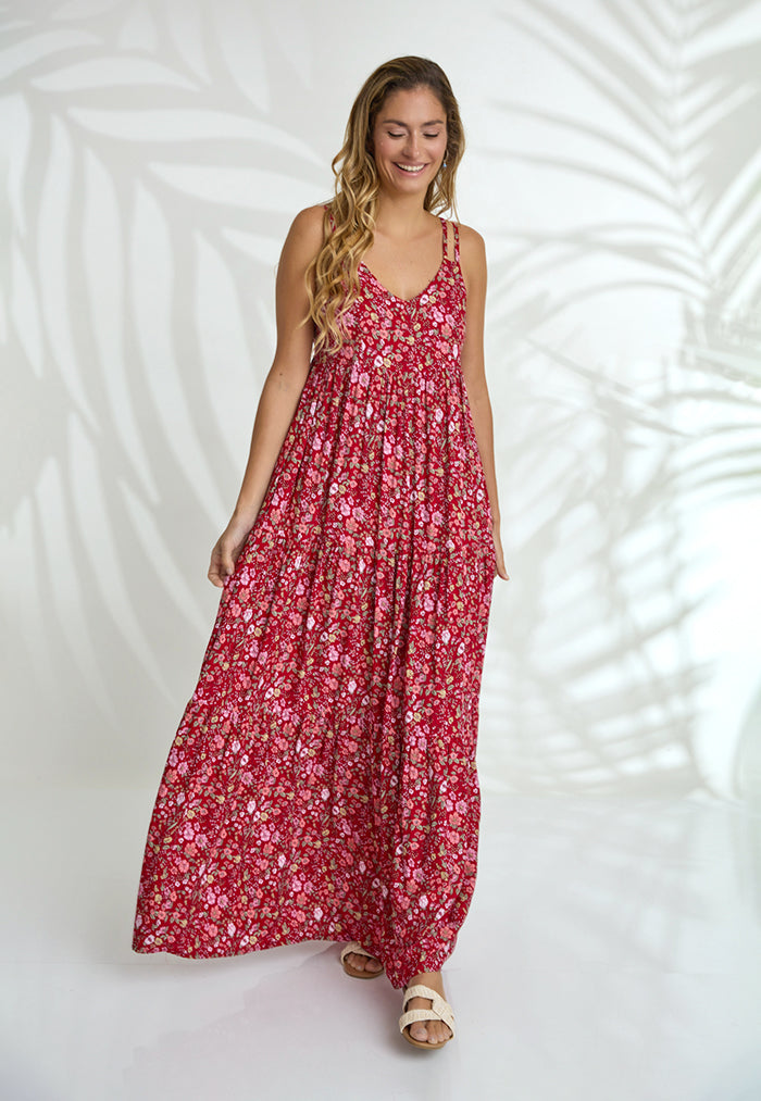 Indii Breeze Maddy Maxi Dress - Primrose Red