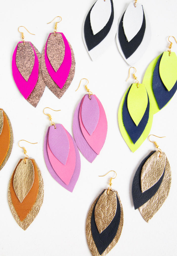 Just Gaya's Duo-Tone Triple Petal Hook Earrings