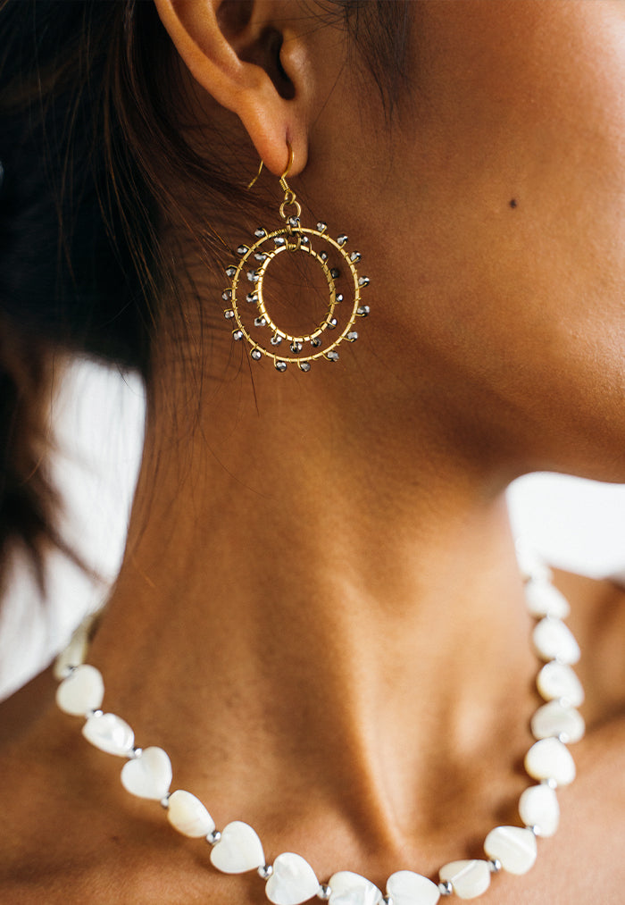 Just Gaya's Double Circle Beaded Earrings