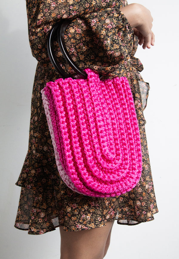 Li Na Lay Nar Crochet U Tote - Fuchsia/Pink
