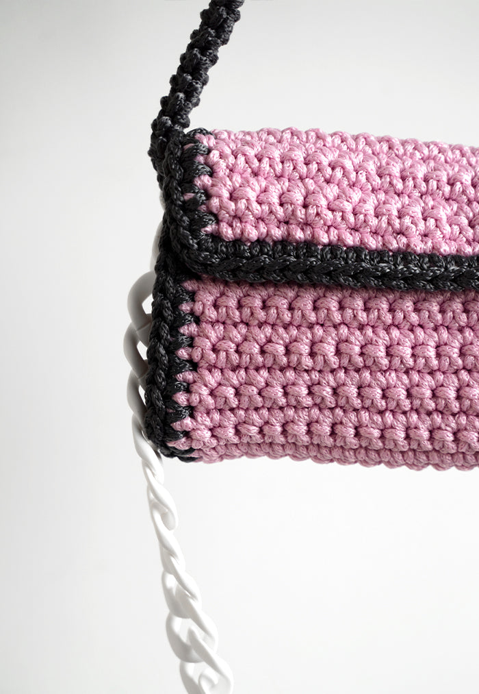 Li Na Lay Nar Crochet Baguette Bag - Baby Pink