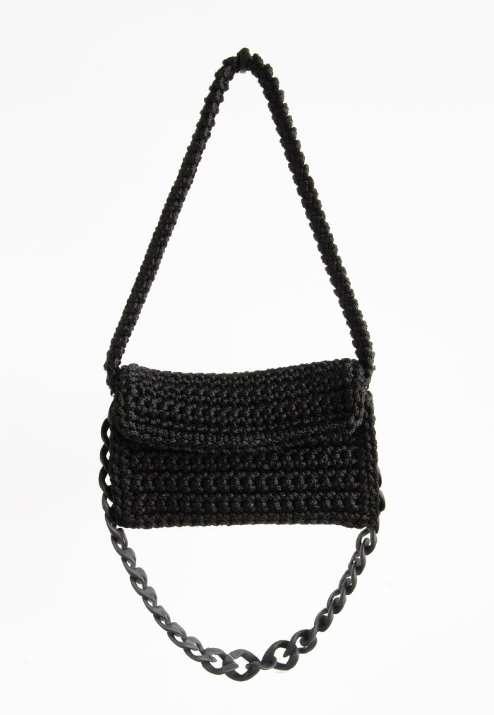 Li Na Lay Nar Crochet Baguette Bag - Black