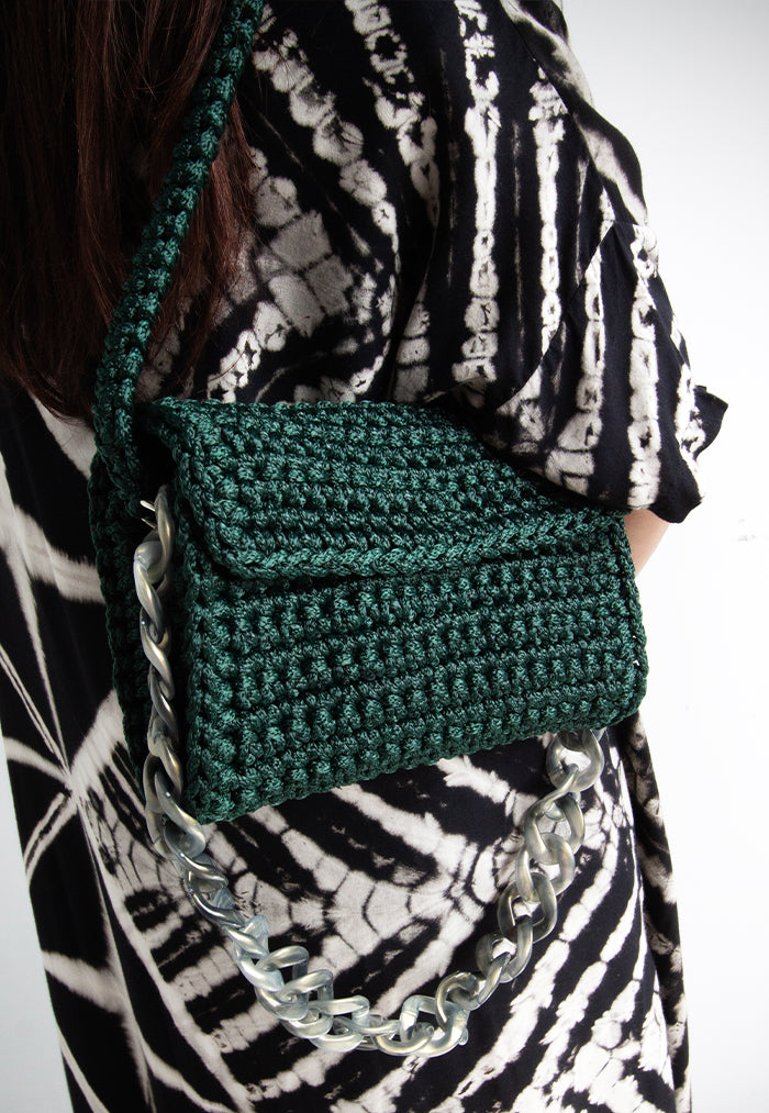 Li Na Lay Nar Crochet Baguette Bag - Forest
