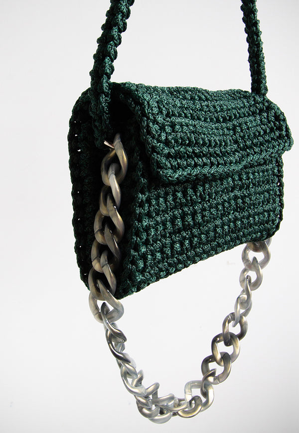 Li Na Lay Nar Crochet Baguette Bag - Forest