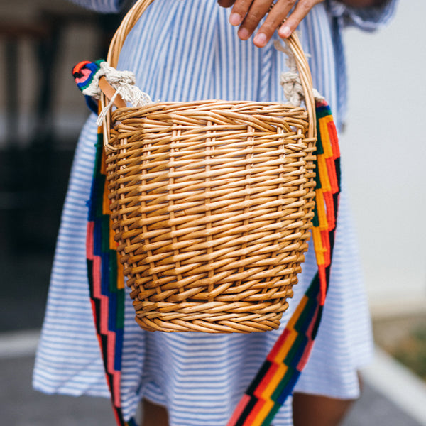 Bohemian Jane Birkin Style Wicker Straw Mini Basket Bag