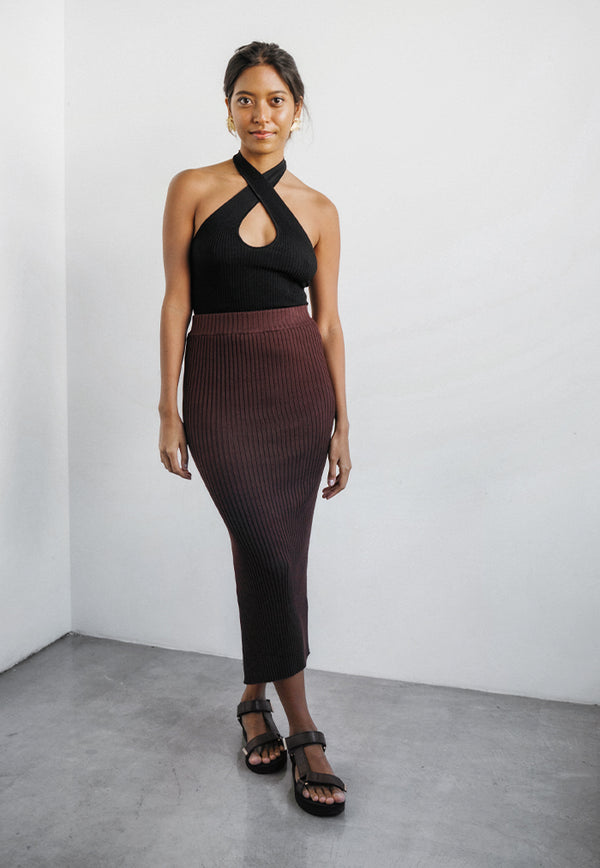 Minkpink  Lynd Knit Skirt in Chocolate