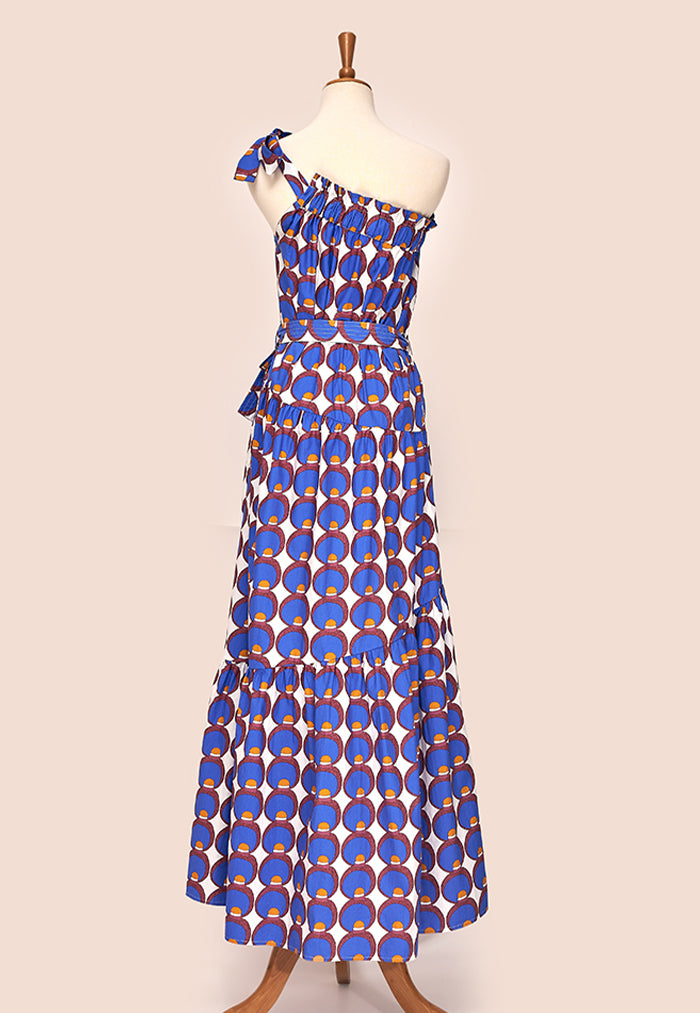 Nala Half Moon Toga Maxi Dress - Potion Lapis Love
