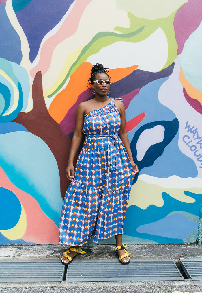 Nala Half Moon Toga Maxi Dress - Potion Lapis Love