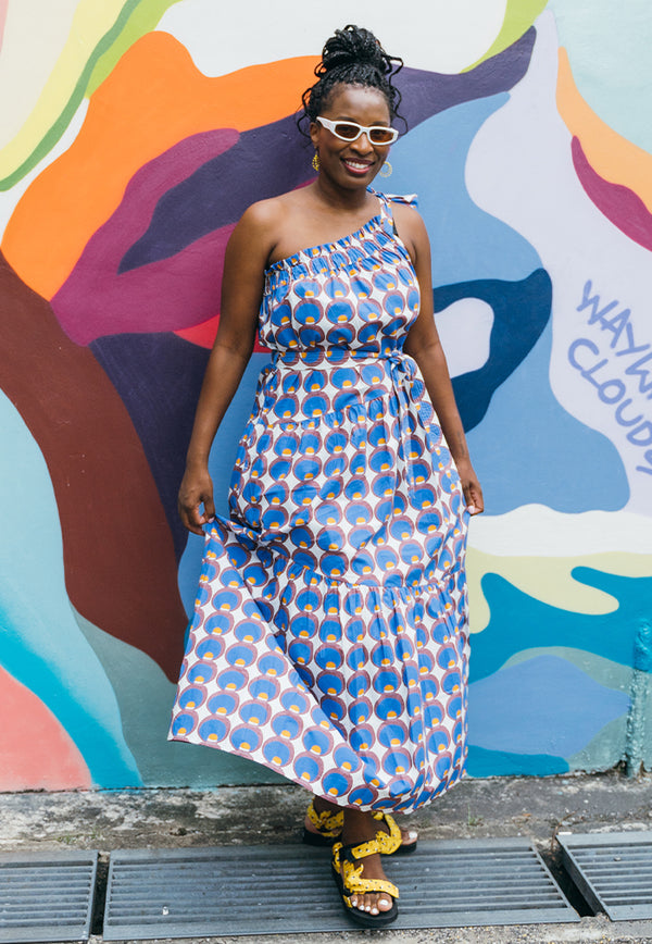 Nala Half Moon Toga Maxi Dress - Potion Lapis Love