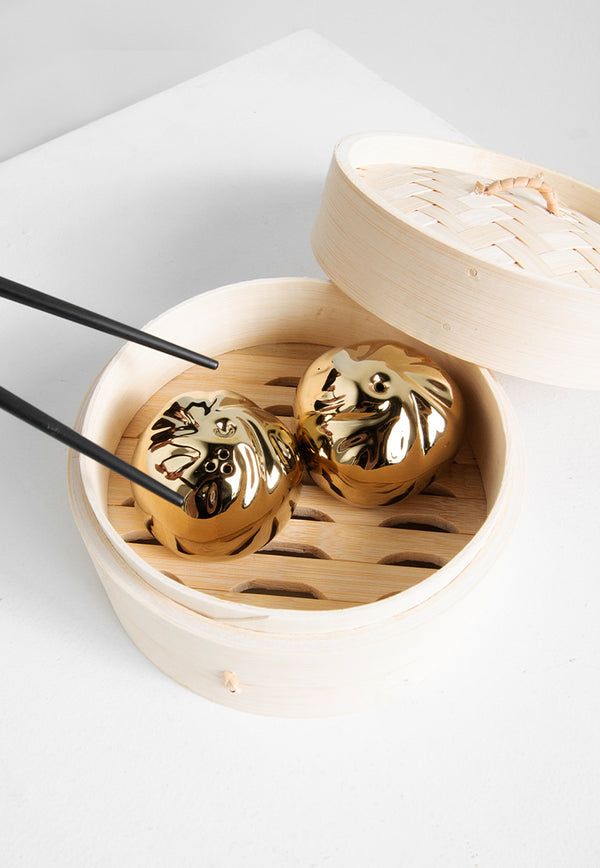 Pinyin Press Baozi Salt and Pepper Shakers - Gold