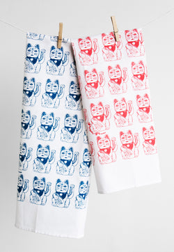 Pinyin Press Tea Towel - Lucky Cat