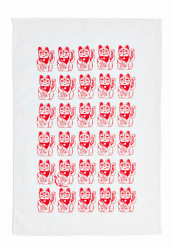 Pinyin Press Tea Towel - Lucky Cat