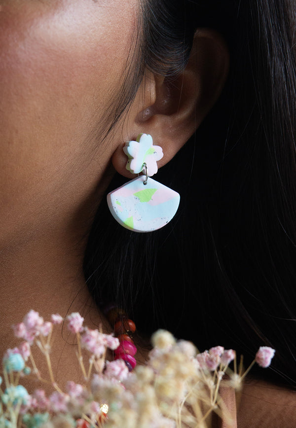 Polymer Clay Dangle Earrings - Sakura