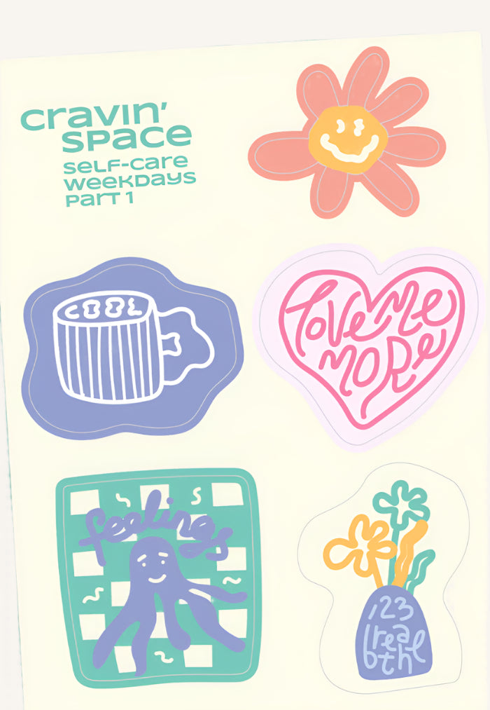 Cravin' Space Self-Care Weekdays Part 1 Sticker Sheet