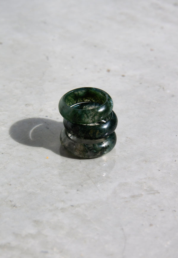 THREEONETWOFIVE Hololith Ring - Moss Agate