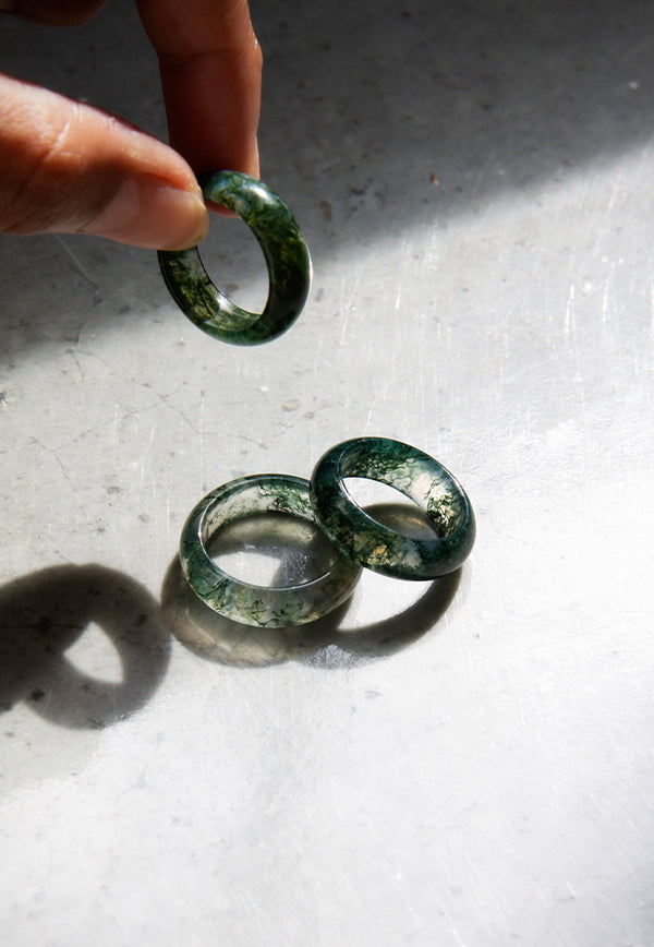 THREEONETWOFIVE Hololith Ring - Moss Agate