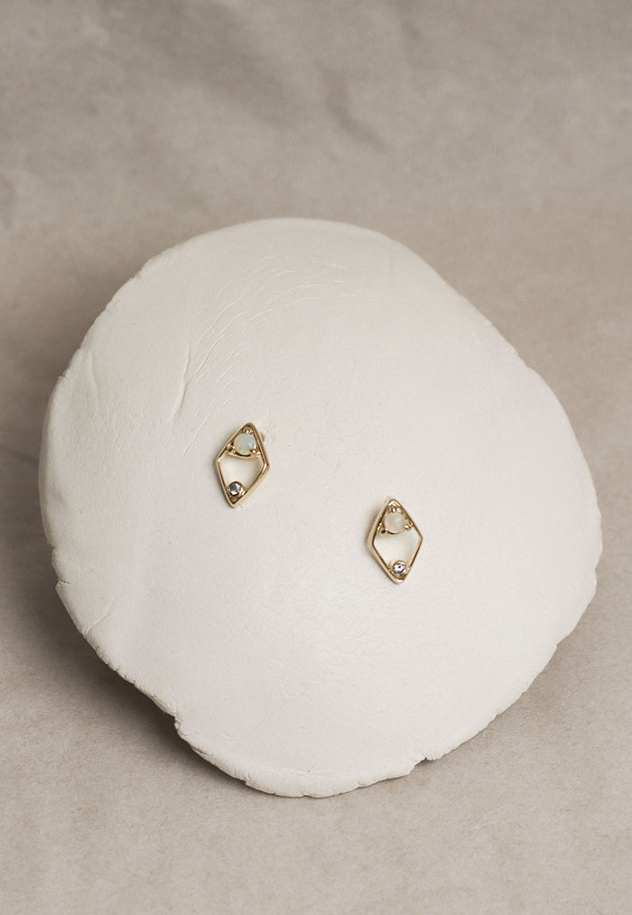 THREEONETWOFIVE Diamond Shaped Opal Studs