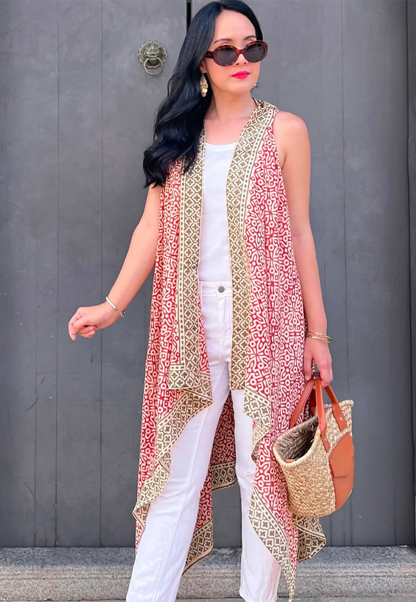 Vine and Branches Cotton Handblock Cape