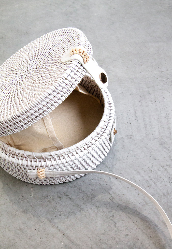 Round Rattan Crossbody Bag